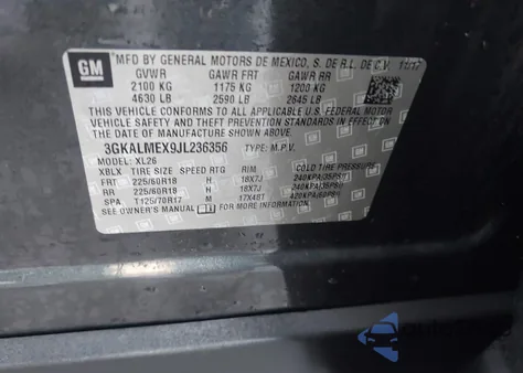 2018 GMC Terrain Sle from USA, damaged, VIN 3GKALMEX9JL236356